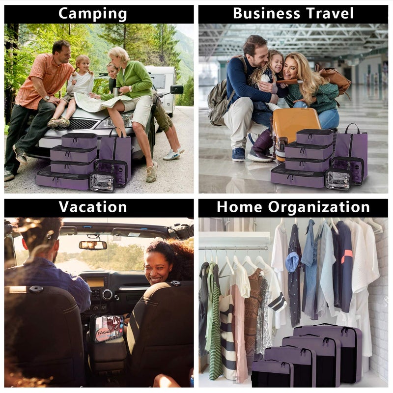 BAGAIL 8 Set/9 Set Packing Cubes Luggage Packing Organizer for Travel, Suitcase Packing Bags for Travel Accessories(Dark Grey, 8 Set) - Image 5